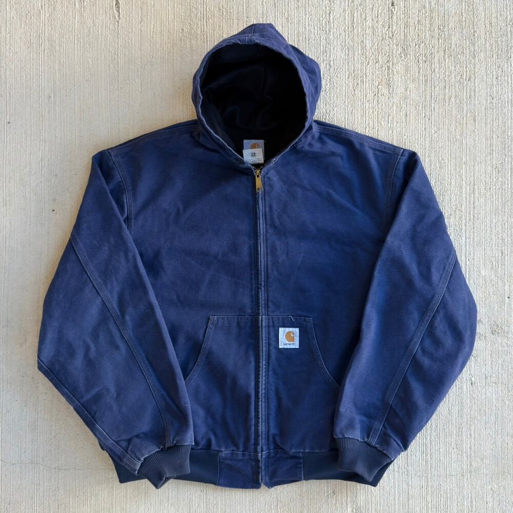 Carhartt J03 NVY blue hooded work wear jacket